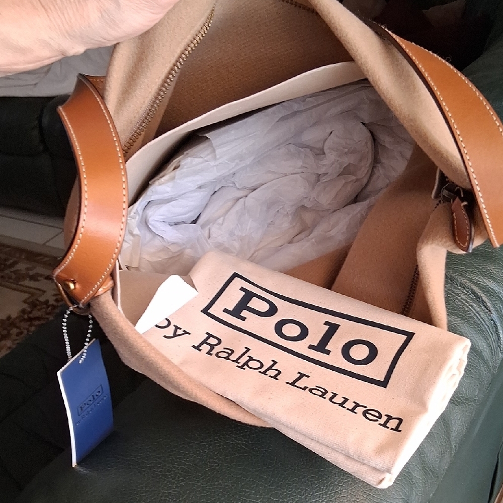 Ralph Lauren-Polo Flannel Bellport Sling Bucket Bag. Color is Camel. NWT. - Picture 8 of 14